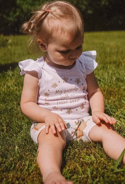 My Parents Call Me Custom Flutter Sleeve White Bodysuit