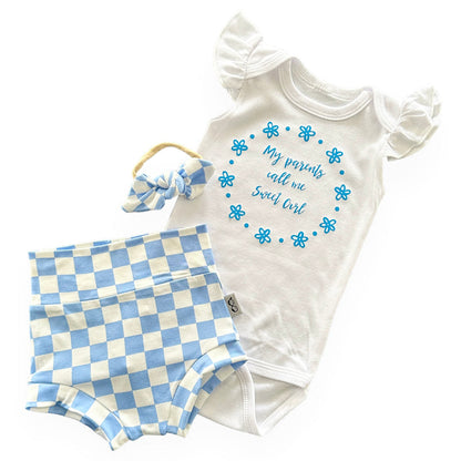 My Parents Call Me Custom Flutter Sleeve White Bodysuit