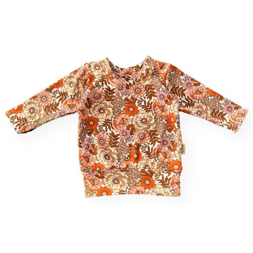 Neutral Boho Floral Lounge Top