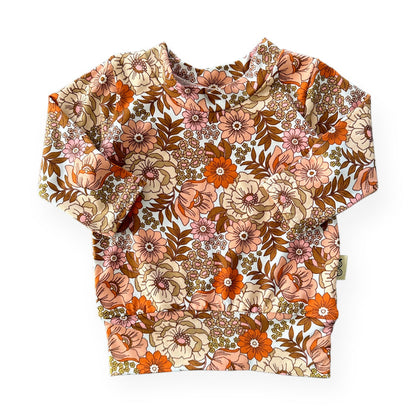 Neutral Boho Floral Lounge Top