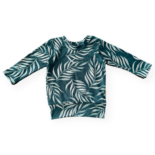Ocean Teal Pampas Leaves Lounge Top