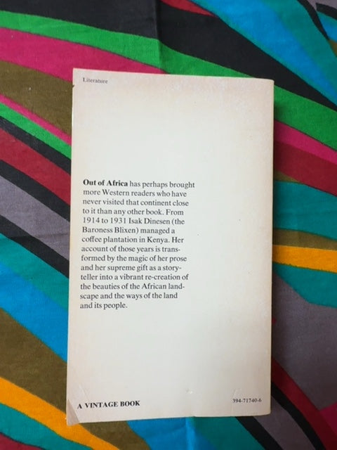 Out of Africa. back cover