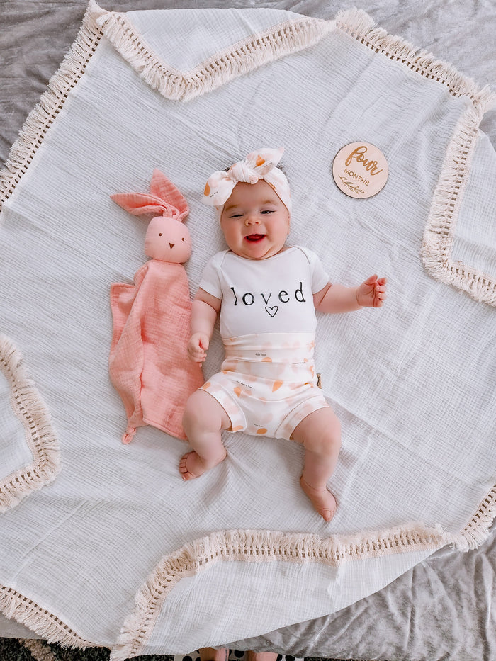 Pastel Pink Hearts on Cream Headbands