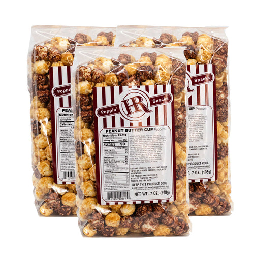 Peanut Butter Cup Popcorn | Pack of 3 | 7 oz | HR Poppin' Snacks