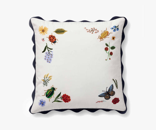 Curio Vignette Embroidered Pillow - White