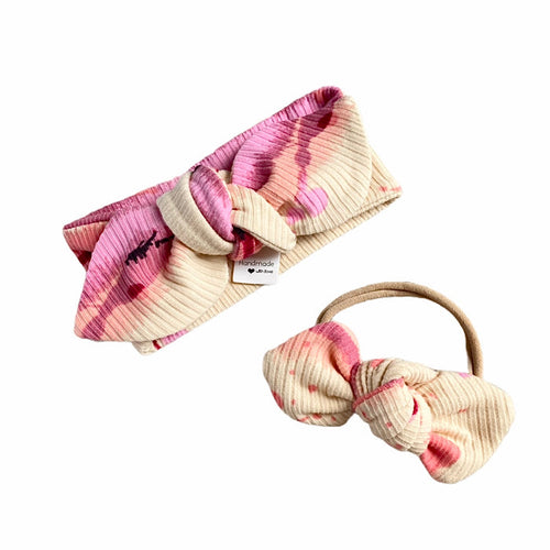 Pink Abstract Stripe Ribbed Headbands