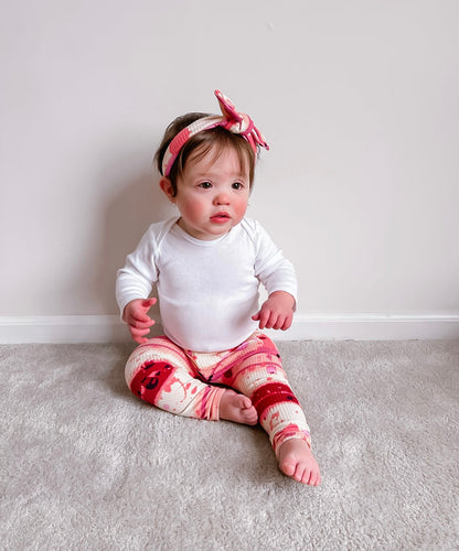 Pink Abstract Stripe Ribbed Headband