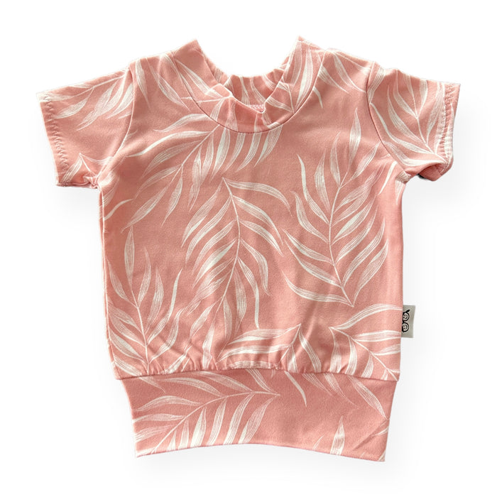 Pink Pampas Leaves Biker Shorts Lounge Set