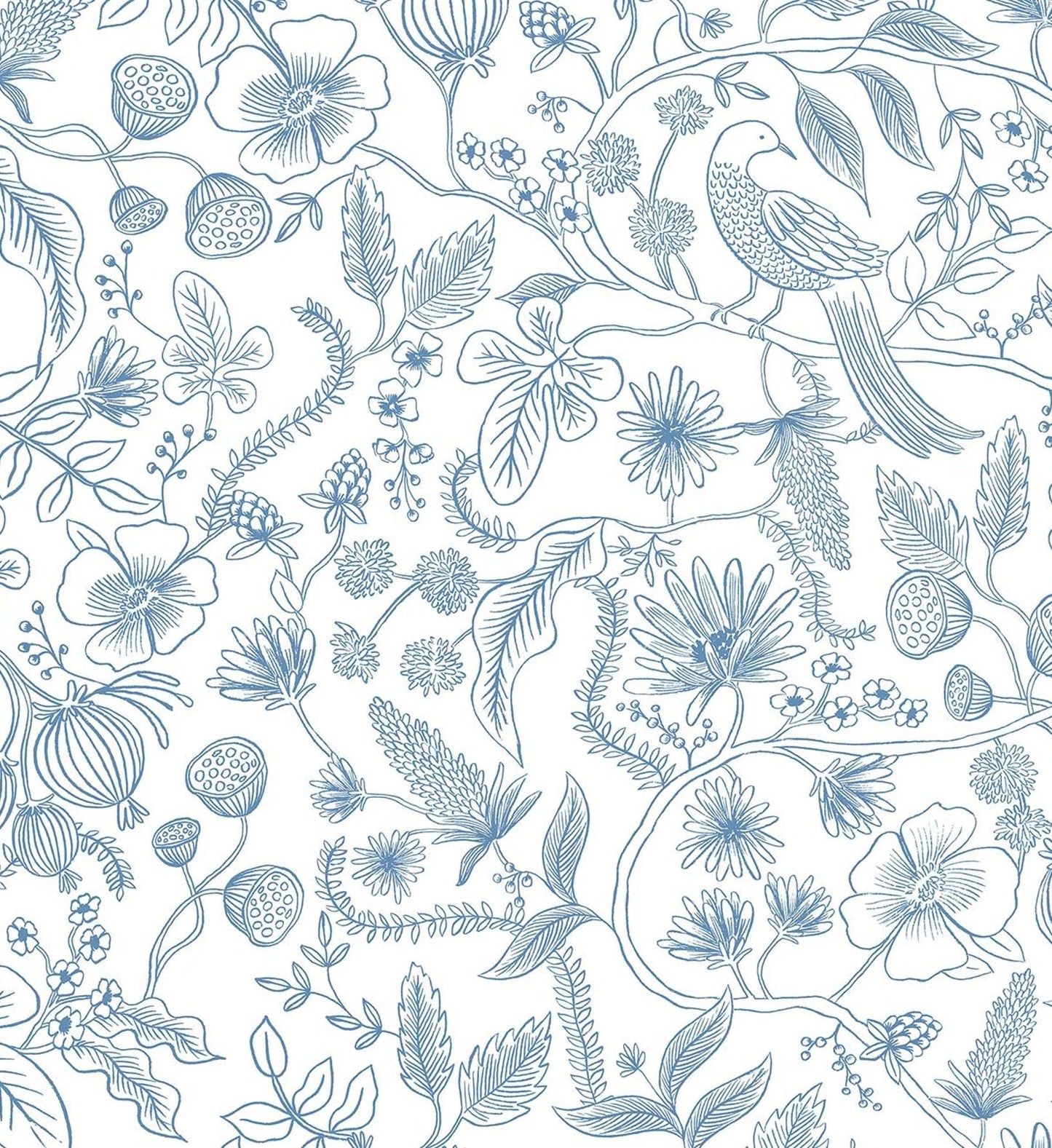 Aviary Peel & Stick Wallpaper - Blue & Cream