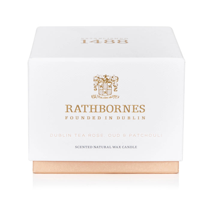 Rathbornes 1488 - Dublin Tea Rose, Oud & Patchouli Scented Classic Candle