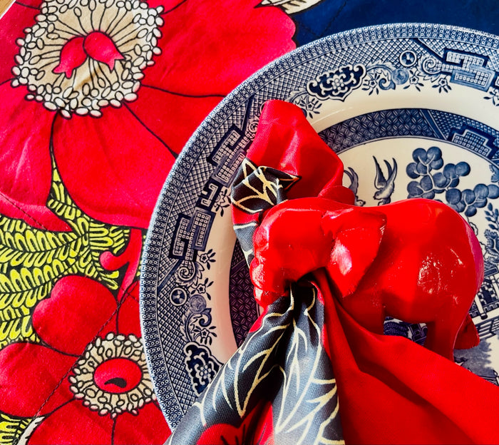 Red Elephant Napkin Rings - Ring Set