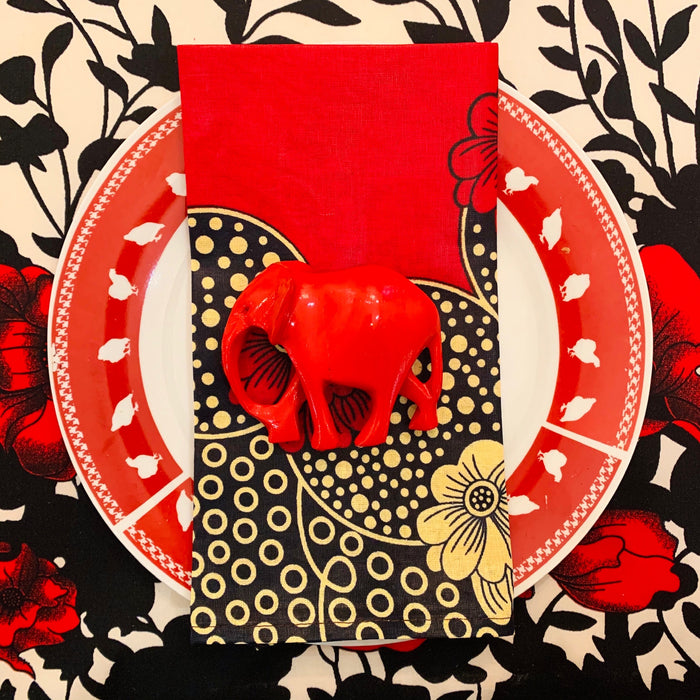 Red Elephant Napkin Rings - Ring Set
