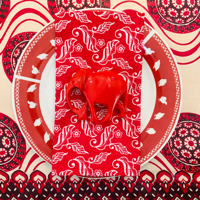 Red Elephant Napkin Rings - Ring Set