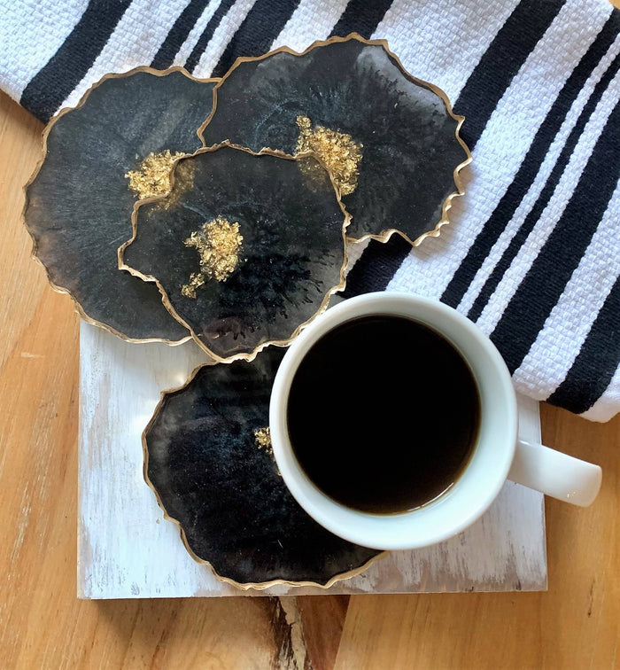 Rose & Gold Geode Resin Coaster Set