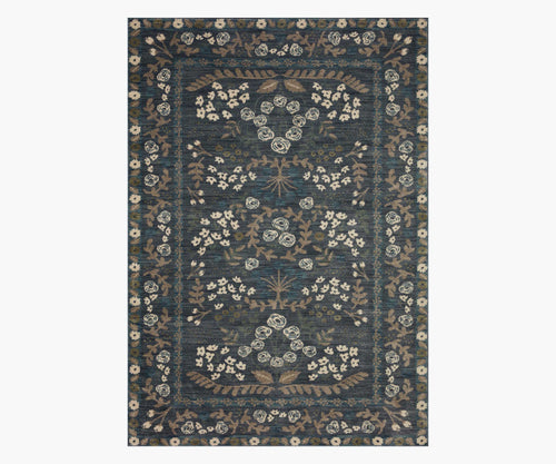 Fiore Florence Power Loomed Rug -  Navy & Grey
