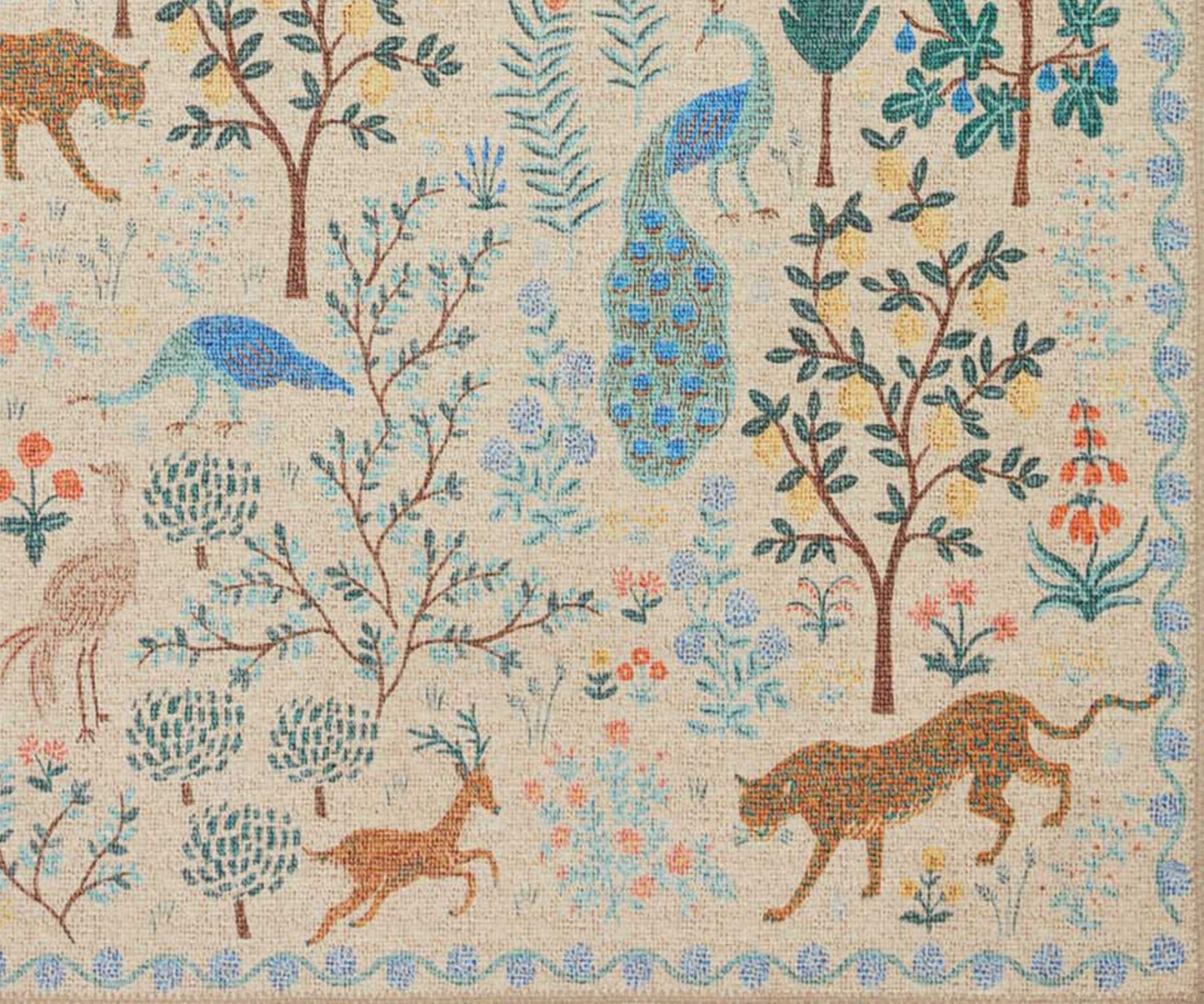 Menagerie Forest Printed Rug - Cream