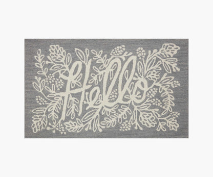 Minnie Hello Wool-Hooked Rug - Grey