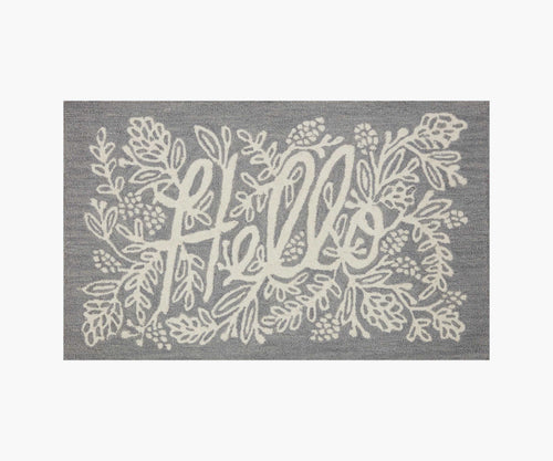 Minnie Hello Wool-Hooked Rug - Grey