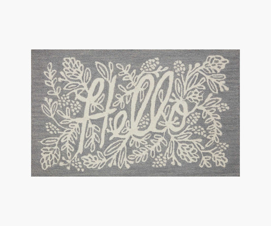 Minnie Hello Wool-Hooked Rug - Grey