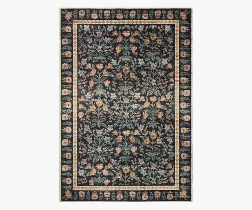 Eden Mughal Garden Power Loomed Rug - Black