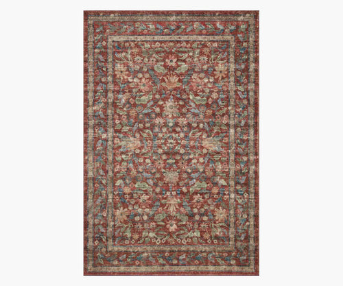 Courtyard Eve Printed Rug - Crimson
