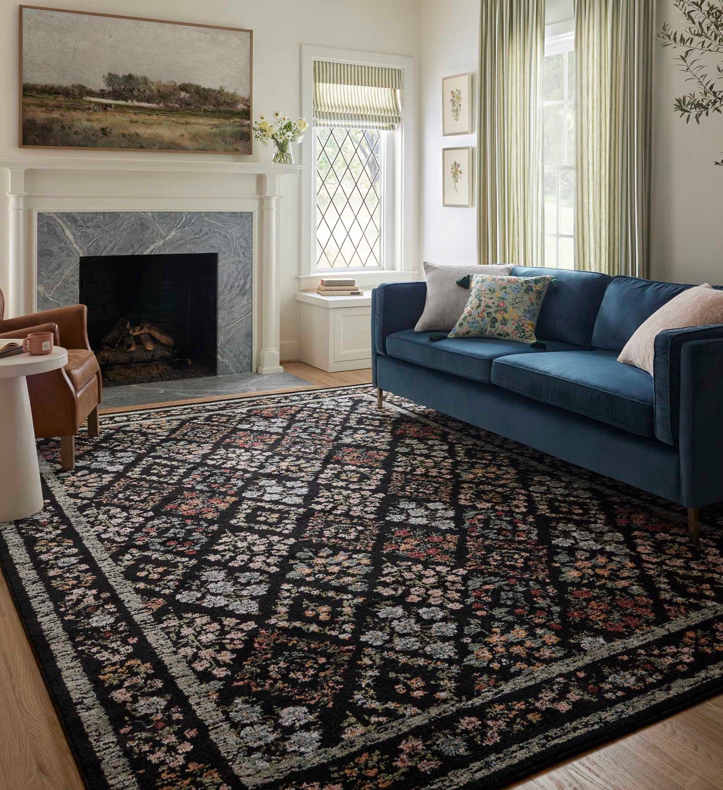 Laurel Parquet Power Loomed Rug - Black