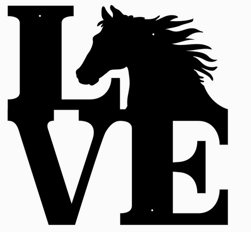 Rustic Metal Horse Love Square Sign