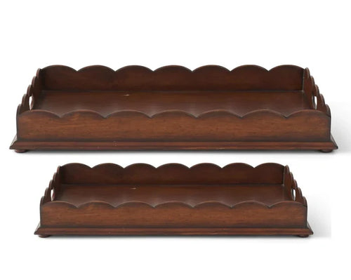 Scalloped Edge Acacia Wood Tray-Small