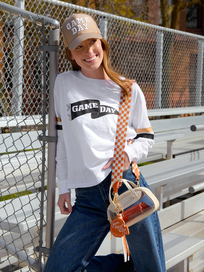 Shiraleah "Game Day" Long Sleeve Relaxed Tee WHITE