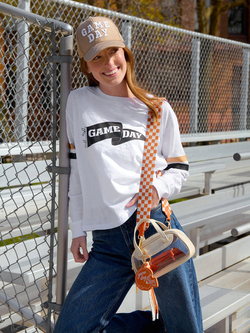 Shiraleah "Game Day" Long Sleeve Relaxed Tee WHITE