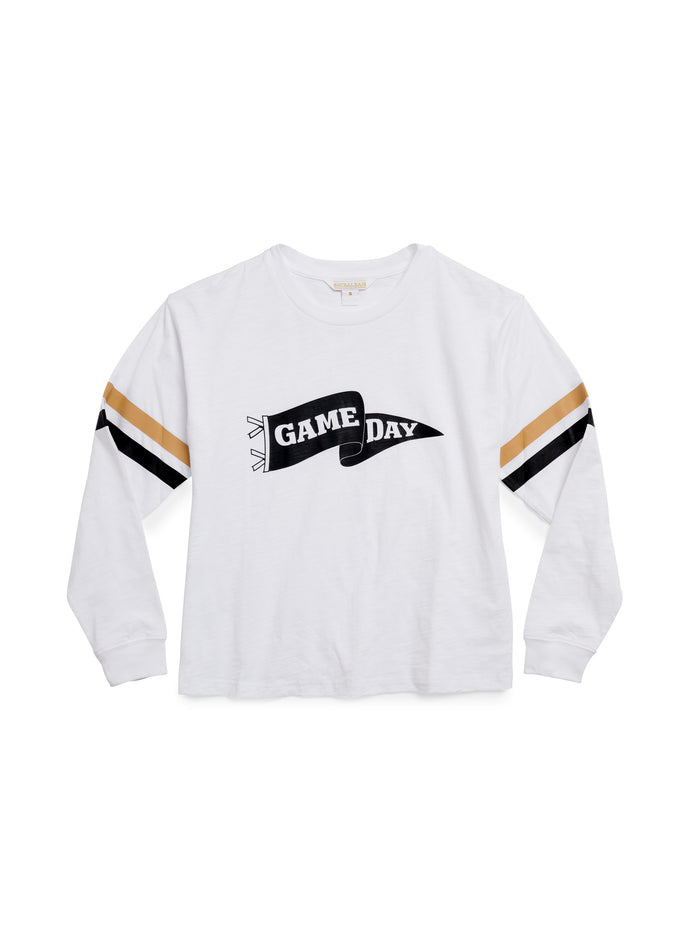 Shiraleah "Game Day" Long Sleeve Relaxed Tee WHITE