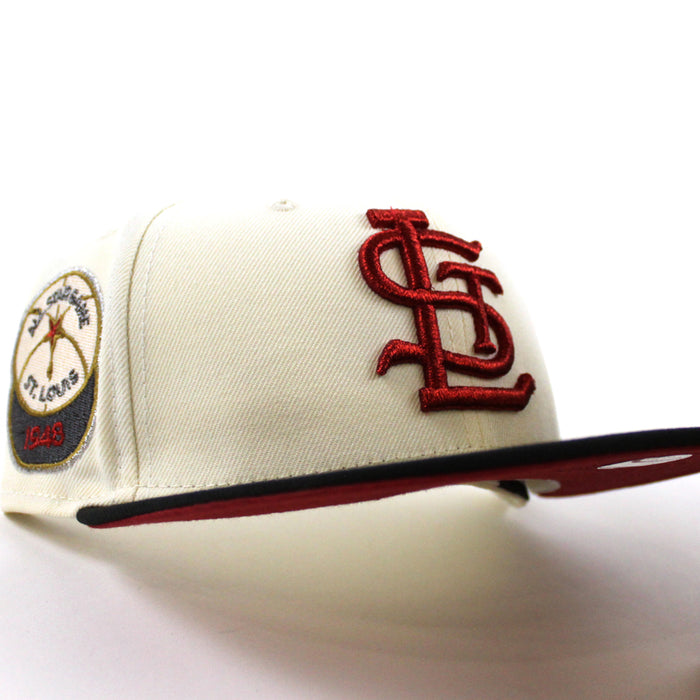 ST. LOUIS BROWNS 1948 All Star Game New Era 59Fifty Fitted Hat (Chrome Black Pinot Red Under Brim)