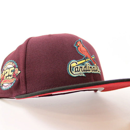 St. Louis Cardinals 125th ANNIVERSARY New Era 59Fifty Fitted Hat (Maroon Black Pinot Red Under Brim)