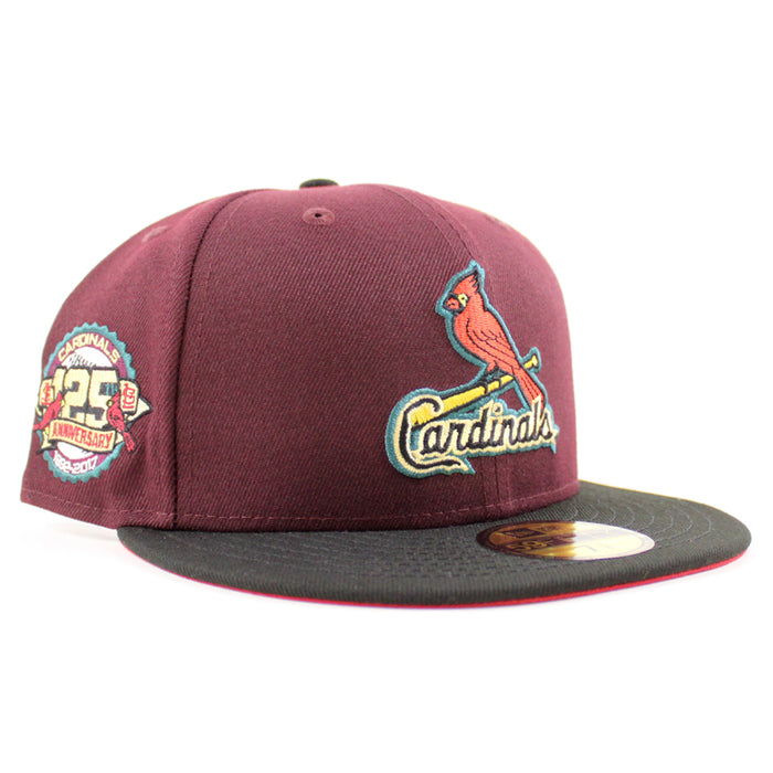 St. Louis Cardinals 125th ANNIVERSARY New Era 59Fifty Fitted Hat (Maroon Black Pinot Red Under Brim)