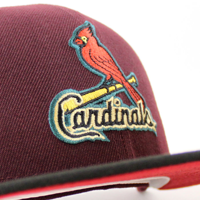 St. Louis Cardinals 125th ANNIVERSARY New Era 59Fifty Fitted Hat (Maroon Black Pinot Red Under Brim)