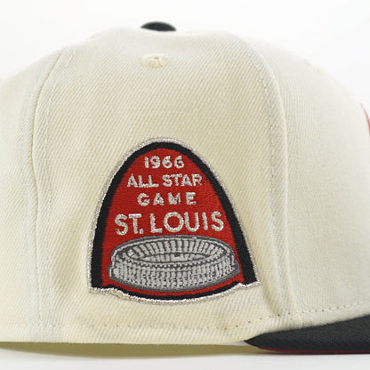 St Louis Cardinals 1966 All Star Game New Era 59Fifty Fitted Hat (GITD Chrome White Black Red Under Brim)
