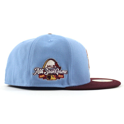 St. Louis Cardinals 2009 All Star Game New Era 59Fifty Fitted Hat (Light Blue Maroon Khaki Under Brim)