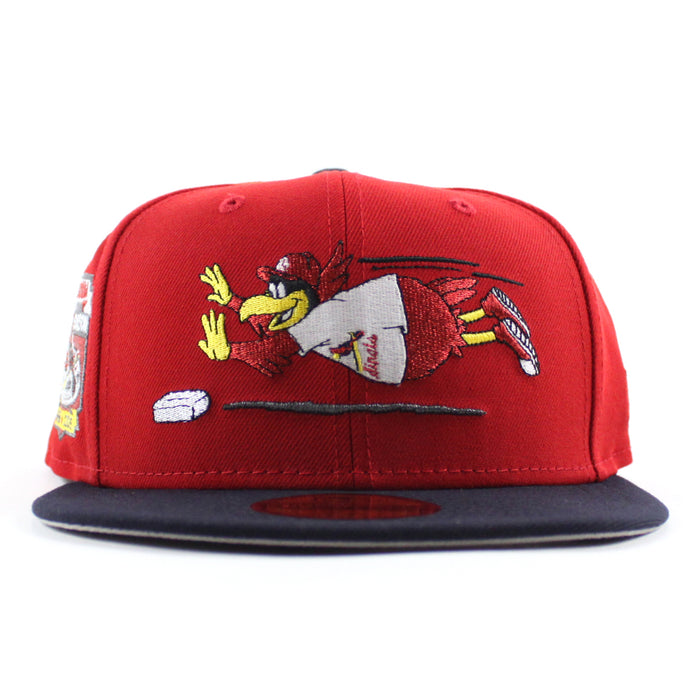 St. Louis Cardinals Mascot Final Season New Era 59Fifty Fitted Hat (Scarlet Red Navy Gray Under Brim)
