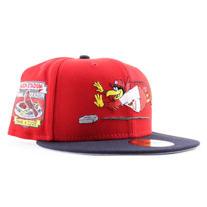 St. Louis Cardinals Mascot Final Season New Era 59Fifty Fitted Hat (Scarlet Red Navy Gray Under Brim)