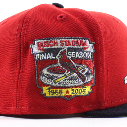 St. Louis Cardinals Mascot Final Season New Era 59Fifty Fitted Hat (Scarlet Red Navy Gray Under Brim)