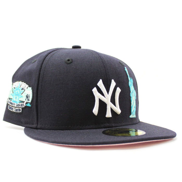 Statue Of Liberty New York Yankees Subway Series Yankee Stadium New Era 59Fifty Fitted Hat (Navy Pink Under Brim)