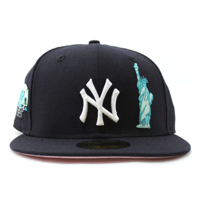 Statue Of Liberty New York Yankees Subway Series Yankee Stadium New Era 59Fifty Fitted Hat (Navy Pink Under Brim)