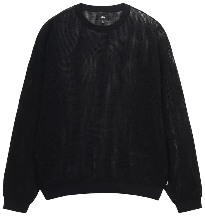 Stussy Cotton Mesh L/S Crew Top Black (WORN)