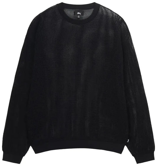 Stussy Cotton Mesh L/S Crew Top Black (WORN)