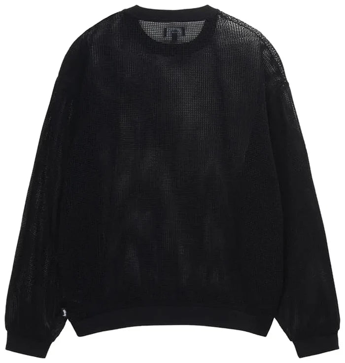 Stussy Cotton Mesh L/S Crew Top Black (WORN)