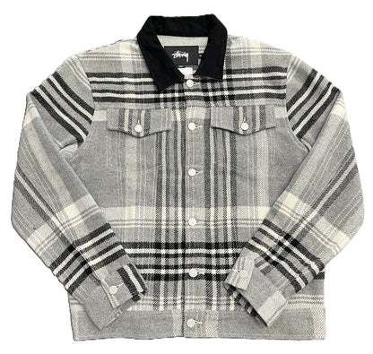 Stussy Wool Check Trucker Jacket Grey