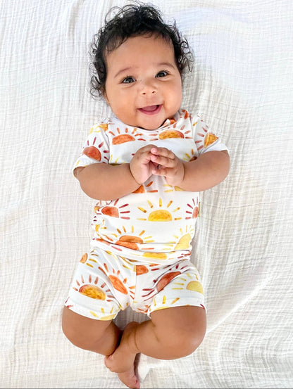 Sunshine Stripe Biker Shorts Lounge Set