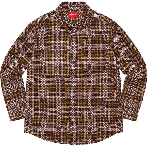 Supreme Basket Weave Plaid Shirt (Brown) (WORN)
