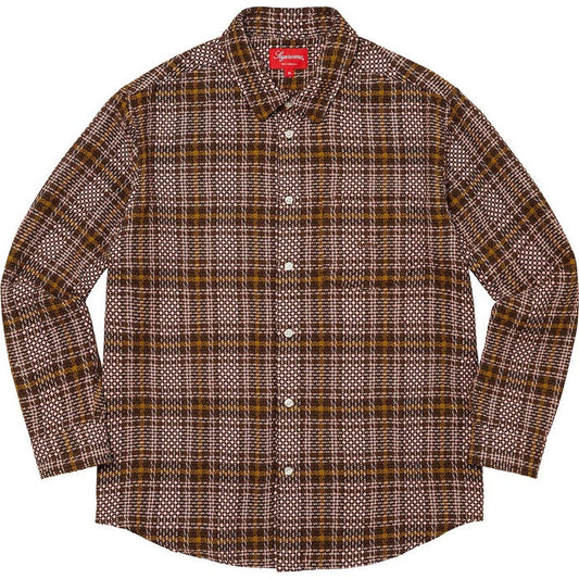 Supreme Basket Weave Plaid Shirt (Brown) (WORN)