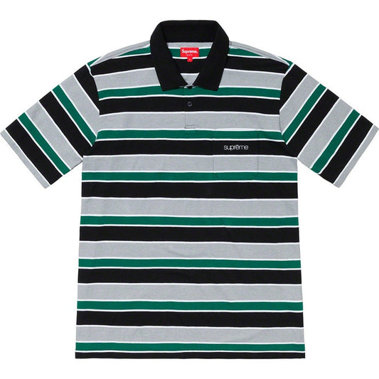 Supreme Classic Logo Stripe Polo Black (WORN)
